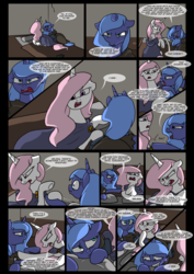 Size: 1240x1754 | Tagged: safe, artist:lunarcakez, princess celestia, princess luna, comic:the origins of hollow shades, g4, comic, pink-mane celestia, younger