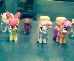 Size: 318x262 | Tagged: safe, edit, apple bloom, scootaloo, sweetie belle, g4, cutie mark crusaders, female, funko, irl, photo, toy