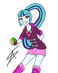 Size: 1024x1280 | Tagged: dead source, safe, artist:lethonai, sonata dusk, equestria girls, g4, my little pony equestria girls: rainbow rocks, cute, female, looking at you, smiling, solo, sonatabetes, sonataco, taco, that girl sure loves tacos, that siren sure does love tacos