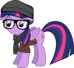 Size: 2612x2404 | Tagged: safe, artist:paragonaj, twilight sparkle, alicorn, pony, g4, clothes, female, glasses, hat, high res, hipster, mare, plaid, scarf, simple background, solo, transparent background, twilight sparkle (alicorn)