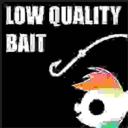 Size: 546x546 | Tagged: safe, rainbow dash, g4, bait, image macro, low quality bait, meme, needs more jpeg, pun, reaction image, this is bait, visual pun