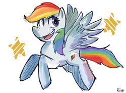 Size: 614x453 | Tagged: safe, artist:rorakkusu, rainbow dash, g4, backwards cutie mark, female, smiling, solo