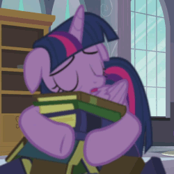 Size: 540x540 | Tagged: safe, screencap, twilight sparkle, alicorn, pony, princess spike (episode), adorkable, animated, blurry, book, book nest, bookhorse, close-up, cropped, cute, dork, eyes closed, female, floppy ears, hoard, hug, mare, princess sleeping on books, prone, sleeping, snoring, that pony sure does love books, this is my pillow now, tired twilight, twiabetes, twilight sparkle (alicorn)