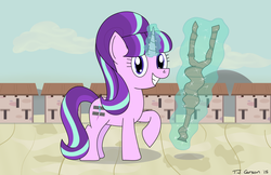 Size: 1963x1270 | Tagged: safe, artist:toonboy92484, starlight glimmer, g4, the cutie map, female, s5 starlight, solo, staff, staff of sameness