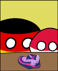 Size: 645x790 | Tagged: safe, twilight sparkle, alicorn, pony, g4, crossover, cute, eyes closed, female, germany, mare, poland, polandball, prone, sleeping, smiling, twilight sparkle (alicorn), watching