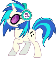 Size: 3000x3114 | Tagged: safe, artist:scourge707, dj pon-3, vinyl scratch, pony, unicorn, g4, cutie mark, female, headphones, high res, hooves, horn, mare, raised hoof, simple background, smiling, solo, sunglasses, transparent background, vector, vinyl's glasses