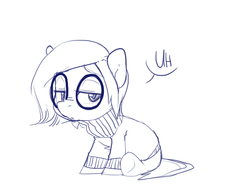 Size: 1280x960 | Tagged: safe, artist:maccoffee, pony, clothes, glasses, inside out, monochrome, pixar, ponified, sadness (inside out), sketch, solo, sweater