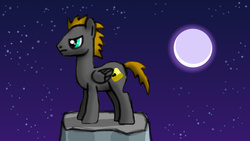 Size: 1024x576 | Tagged: safe, oc, oc only, oc:platinumdrop, pegasus, pony, male, moon, night, solo, stallion, stars