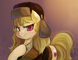 Size: 1316x1009 | Tagged: safe, artist:freedomthai, march gustysnows, earth pony, pony, g4, princess spike, colored pupils, female, looking at you, mare, smiling, solo
