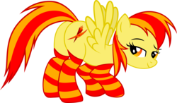 Size: 5230x3047 | Tagged: safe, artist:slb94, oc, oc only, oc:blistering blaze, pegasus, pony, butt, clothes, looking at you, plot, presenting, simple background, socks, striped socks, transparent background, vector