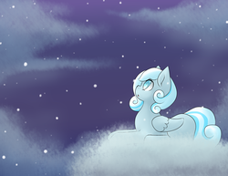 Size: 3300x2550 | Tagged: safe, artist:quila111, oc, oc only, oc:snowdrop, cloud, cloudy, high res, snow, snowfall