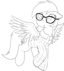 Size: 797x886 | Tagged: safe, artist:mcsadat, rainbow dash, g4, clothes, female, glasses, monochrome, shirt, solo