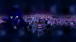 Size: 1024x576 | Tagged: safe, artist:foxy-noxy, artist:sailortrekkie92, artist:winter-mist, princess luna, alicorn, pony, g4, female, mare, night, ponyville, solo, vector, wallpaper, weak