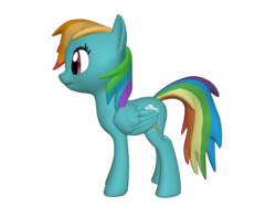 Size: 1200x900 | Tagged: safe, rainbow dash, pegasus, pony, ponylumen, g4, 3d, female, loyalty, mare, sideview