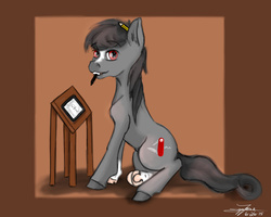 Size: 3000x2400 | Tagged: safe, artist:littlewolfstudios, oc, oc only, oc:fixer upper, pony, drawing, high res, male, sit, sitting, solo, stallion