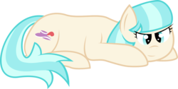 Size: 1280x646 | Tagged: safe, artist:plone, coco pommel, g4, cute, female, lidded eyes, prone, simple background, smiling, solo, transparent background, vector