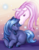 Size: 362x461 | Tagged: safe, artist:yiuokami, princess celestia, princess luna, pony, unicorn, g4, blank flank, cute, female, filly, looking at each other, nuzzling, pink-mane celestia, prone, race swap, royal sisters, siblings, sisters, unicorn luna, woona