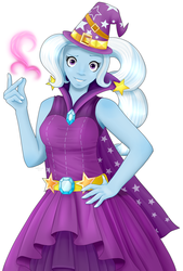 Size: 1340x1980 | Tagged: safe, artist:seleneat, trixie, equestria girls, g4, female, magic, smiling, solo