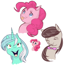 Size: 520x500 | Tagged: safe, artist:seleneat, lyra heartstrings, octavia melody, pinkie pie, g4, simple background, transparent background