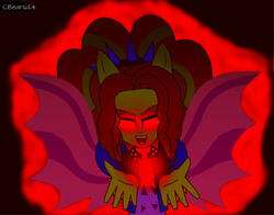 Size: 600x471 | Tagged: safe, artist:cbear624, adagio dazzle, equestria girls, g4, fin wings, glowing eyes, ponied up, solo