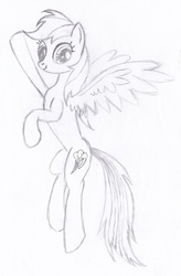 Size: 723x1104 | Tagged: safe, artist:coltboy, rainbow dash, g4, female, monochrome, pencil drawing, sketch, solo, traditional art