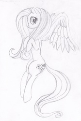 Size: 3192x4768 | Tagged: safe, artist:coltboy, fluttershy, g4, female, lineart, monochrome, pencil drawing, simple background, solo, traditional art, white background