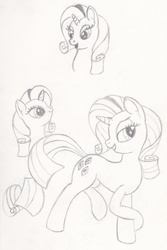 Size: 3088x4632 | Tagged: safe, artist:coltboy, rarity, g4, female, lineart, monochrome, pencil drawing, simple background, solo, traditional art, white background