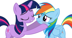Size: 6028x3263 | Tagged: safe, artist:slb94, rainbow dash, twilight sparkle, g4, female, imminent kissing, lesbian, ship:twidash, shipping, simple background, transparent background, vector