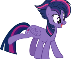 Size: 1199x920 | Tagged: safe, edit, twilight sparkle, alicorn, pony, g4, alternate hairstyle, extra legs, female, mare, punklight sparkle, simple background, transparent background, twilight sparkle (alicorn), vector