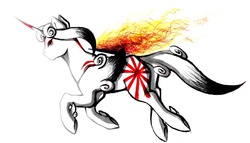 Size: 1024x585 | Tagged: safe, artist:art-surgery, pony, amaterasu, crossover, okami, ponified, running, solo