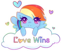 Size: 932x778 | Tagged: safe, artist:nekocakeart, rainbow dash, g4, cloud, cute, female, gay pride, heart, lovewins, pride, simple background, solo, transparent background