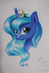 Size: 2592x3888 | Tagged: safe, artist:heather-west, princess luna, g4, female, high res, portrait, s1 luna, solo, traditional art