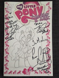 Size: 720x960 | Tagged: safe, artist:paul abstruse, idw, pinkie pie, earth pony, pony, g4, autograph, comic cover, cover, female, irl, mare, photo, sailor moon (series), traditional art