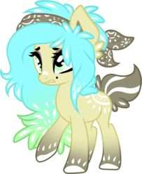 Size: 1422x1754 | Tagged: safe, artist:rainjay-xx, oc, oc only, oc:evergreen wonder, original species, bandana, headband, solo