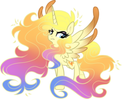 Size: 2601x2120 | Tagged: safe, artist:rainjay-xx, oc, oc only, oc:morning glory, alicorn, pony, alicorn oc, gradient mane, high res, long mane, long tail, scowl, simple background, solo, spread wings, standing, transparent background, vector, wings