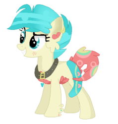 Size: 400x420 | Tagged: safe, artist:neonmare, oc, oc only, earth pony, pony, augmented tail, collar, piercing, solo