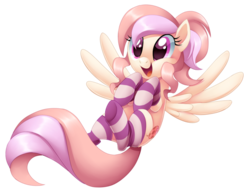 Size: 800x618 | Tagged: safe, artist:centchi, artist:xbeautifuldreamerx, oc, oc only, oc:cuddle bug, pegasus, pony, clothes, socks, solo, striped socks