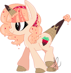 Size: 367x378 | Tagged: safe, artist:nightmares-adopts, oc, oc only, food pony, original species, solo