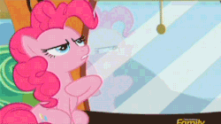 Size: 532x298 | Tagged: safe, screencap, pinkie pie, earth pony, pony, g4, party pooped, season 5, animated, balloonbutt, butt, butt touch, fanservice, female, gif, hoof on butt, mare, plot, self spanking, solo, spanking