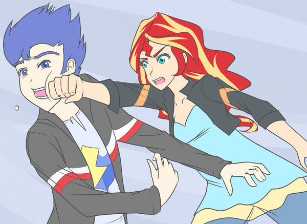Flash Sentry Rainbow Rocks #924808 - safe, artist:jonfawkes, flash sentry, sunset shimmer ...