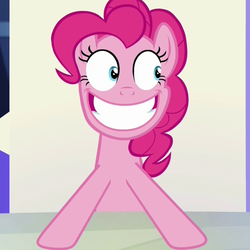 Size: 1000x1000 | Tagged: safe, screencap, pinkie pie, earth pony, pony, g4, party pooped, :d, crazy face, faic, female, mare, smiling, solo, wide eyes