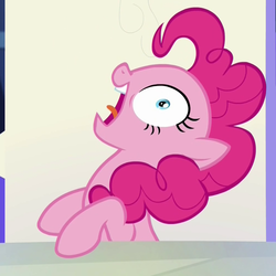 Size: 1000x1000 | Tagged: safe, screencap, pinkie pie, g4, party pooped, crazy face, faic, female, solo, wide eyes