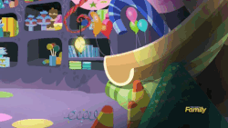 Size: 512x288 | Tagged: safe, screencap, pinkie pie, earth pony, pony, g4, party pooped, season 5, animated, cartoon physics, discovery family, discovery family logo, female, how, in which pinkie pie forgets how to gravity, party cave, perfect loop, pinkie being pinkie, pinkie physics, slide, solo