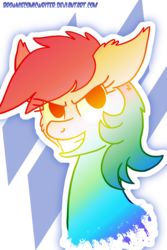 Size: 2500x3750 | Tagged: safe, artist:greenlinzerd, rainbow dash, g4, abstract background, ear fluff, female, floppy ears, high res, paint splatter, simple background, smiling, solo, transparent background