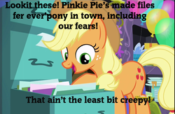 Size: 966x628 | Tagged: safe, screencap, applejack, g4, party pooped, balloon, pinkie's room