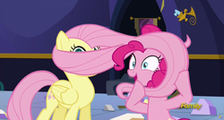 Size: 1600x855 | Tagged: safe, screencap, fluttershy, pinkie pie, g4, party pooped