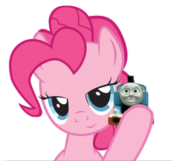 Size: 539x507 | Tagged: safe, pinkie pie, g4, party pooped, locomotive, ringo starr, the beatles, thomas the tank engine, train