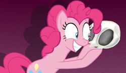 Size: 579x338 | Tagged: safe, edit, pinkie pie, fanfic:cupcakes, g4, party pooped, crazy face, faic, scene interpretation, skull, trace