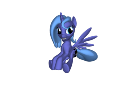 Size: 2000x1500 | Tagged: safe, princess luna, g4, 3d, cute, female, filly, sitting, solo, woona