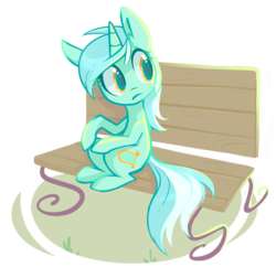 Size: 1138x1102 | Tagged: safe, artist:meekcheep, lyra heartstrings, pony, unicorn, g4, bench, female, looking at something, simple background, sitting, sitting lyra, solo, transparent background